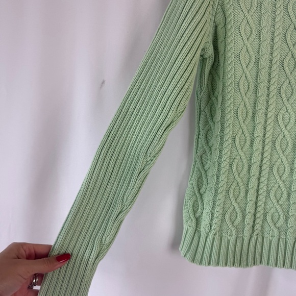Valerie Stevens Cable Knit Turtleneck Sweater Women's S 100% Cotton mint Green - Picture 5 of 12